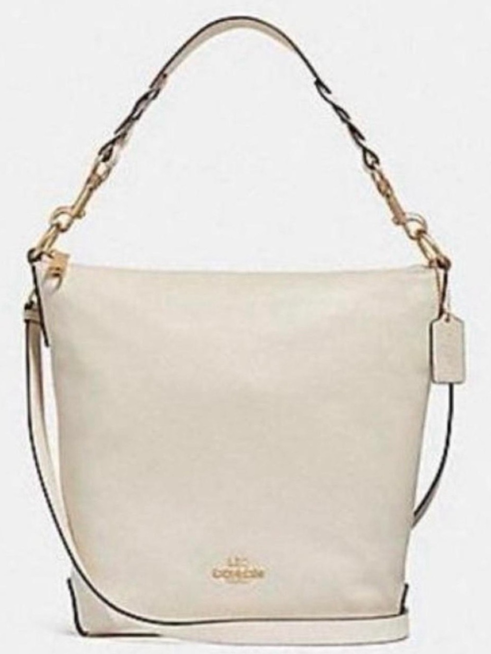 Coach Chalk White Pebbled Leather Abby Duffle Shoulder Bag F31507